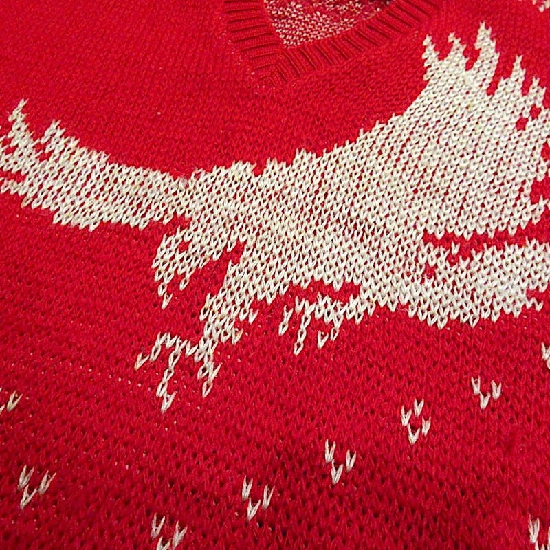 ビンテージ50's○JantzenウールジャガードVネックセーターsize 34