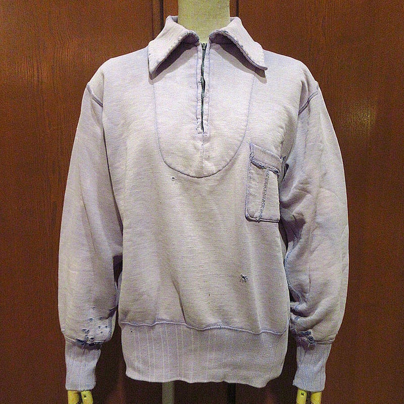 ビンテージ50's○AKOMポケット付きハーフジップスウェットM ビンテージ50's○AKOMポケット付きハーフジップスウェットM