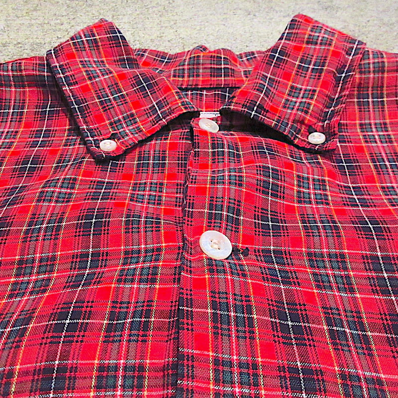 ビンテージ50's○Bud Bermaチェック長袖ボタンダウンシャツsize L
