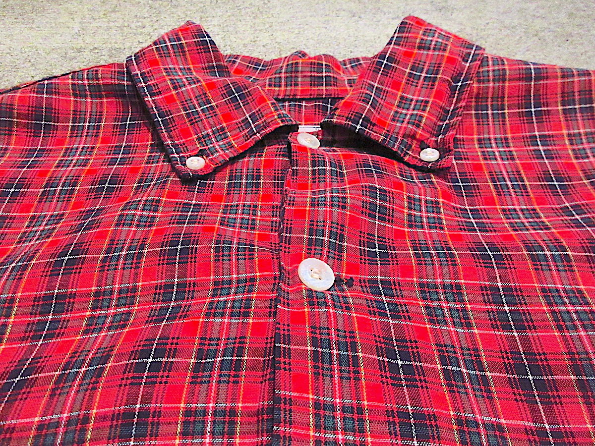 ビンテージ50's○Bud Bermaチェック長袖ボタンダウンシャツsize L