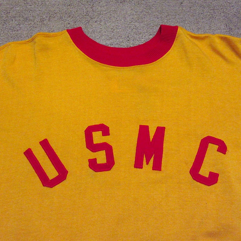 ビンテージ70's○USMCトレーニングリンガーTシャツ黄×赤