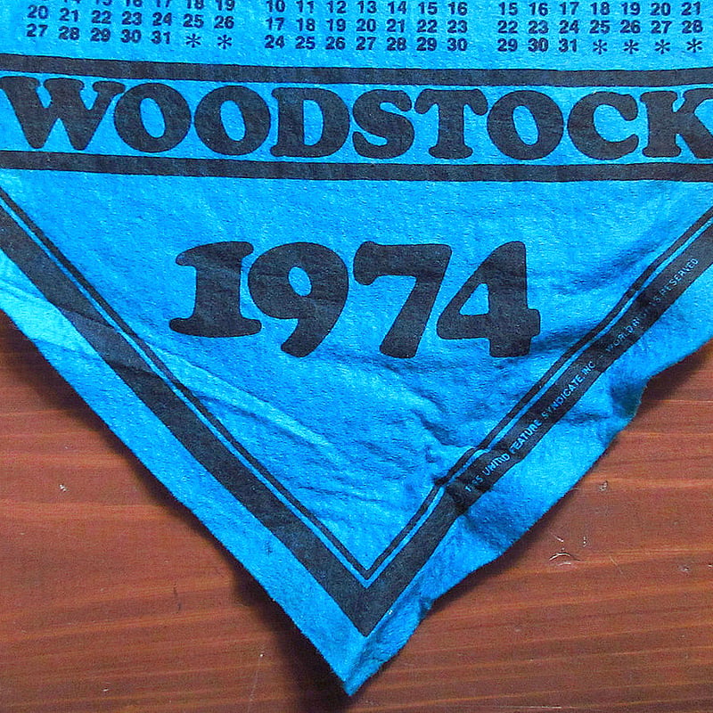 ビンテージ70's○WOODSTOCKフェルトバナーカレンダー1974○241029k4-si