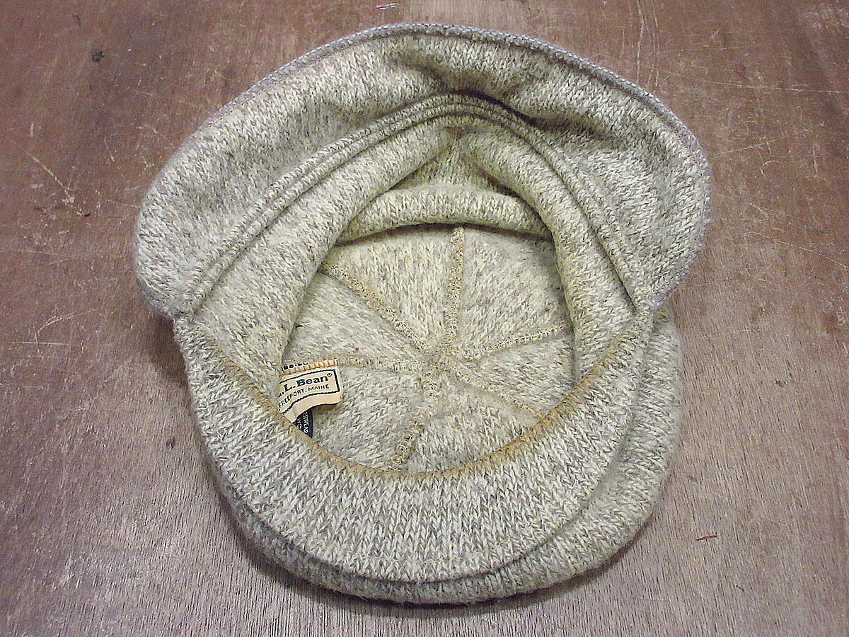 ビンテージ80's○L.L.Bean耳当て付きウールニットハンチング帽
