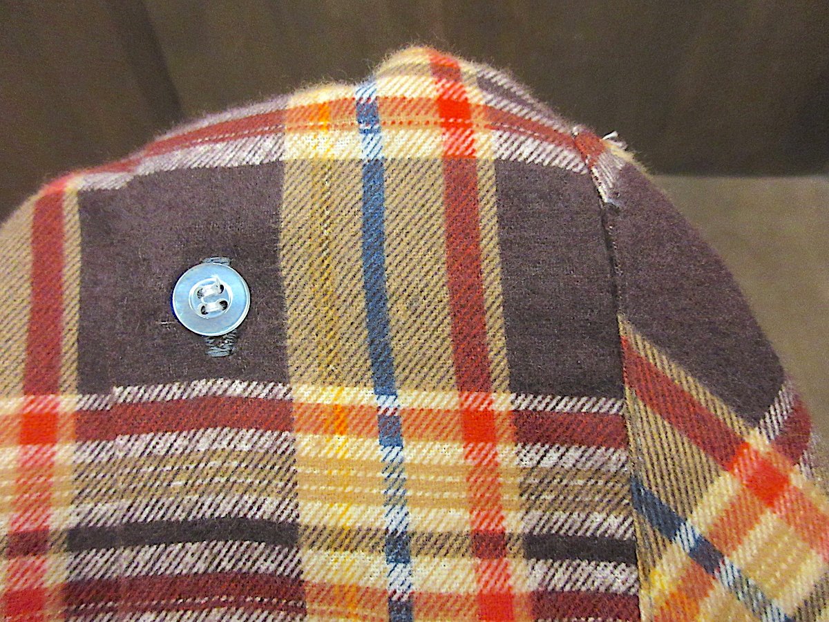 ビンテージ70's○DEADSTOCK Searsチェックプリントネルシャツsize S○25