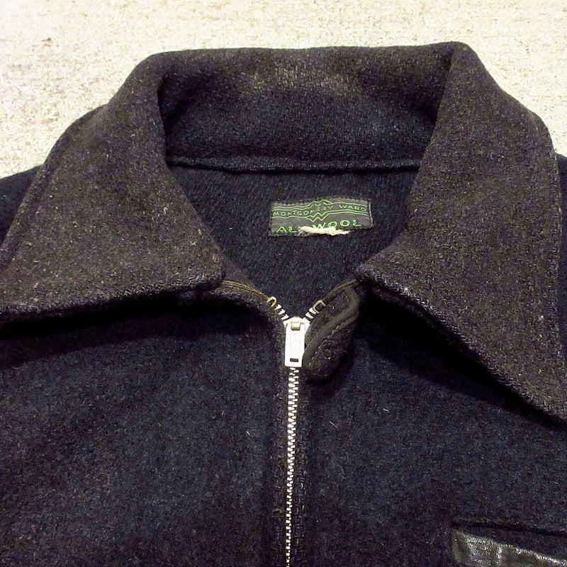 ビンテージ30's○MONTGOMERY WARD ウールスポーツジャケット黒