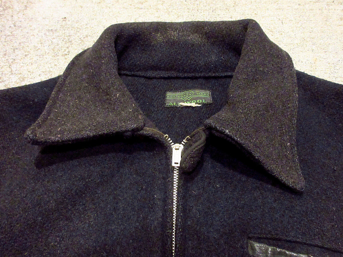 ビンテージ30's○MONTGOMERY WARD ウールスポーツジャケット黒 ビンテージ30's○MONTGOMERY WARD ウールスポーツジャケット黒