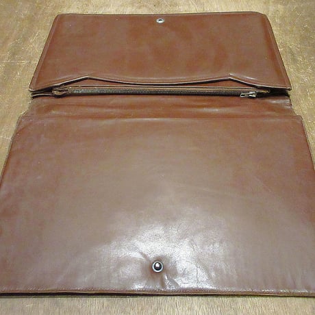 ビンテージ~70's●「E」イニシャルレザーハンドバッグ茶●240527i8-bag-hndクラッチバッグセカンドバッグ60s