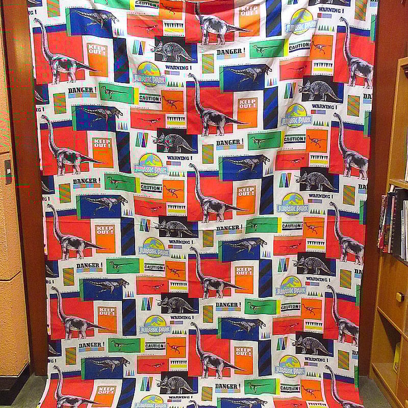 ビンテージ90's○JURASSIC PARK総柄ツインベッドシーツA size 237cm×