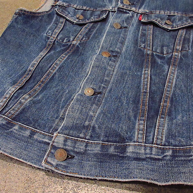 ビンテージ70's○Levi's 70505デニムカットオフベストBIG E