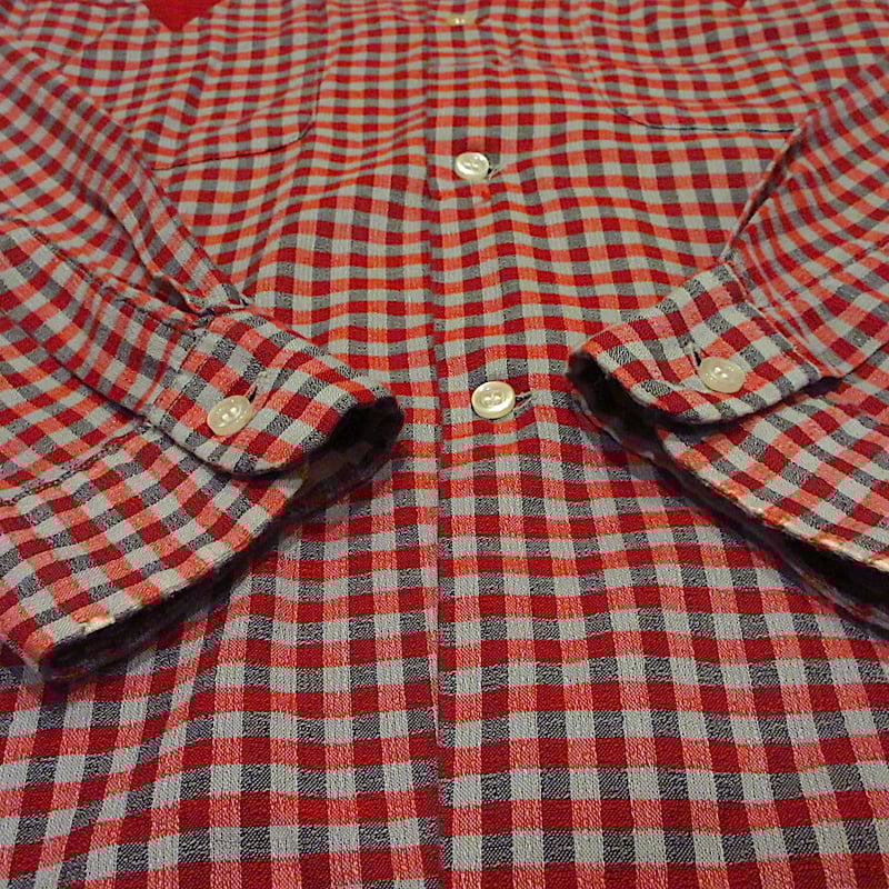 ビンテージ60's○Jockeyチェック切り返しループカラーシャツsize