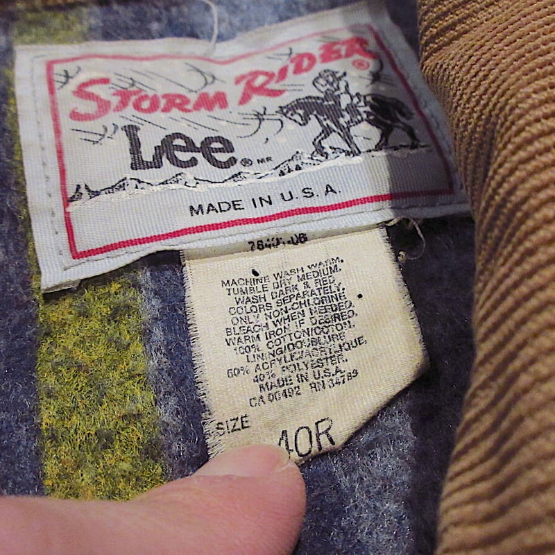 ビンテージ80's○Lee Storm Rider裏地ブランケットデニムジャケット