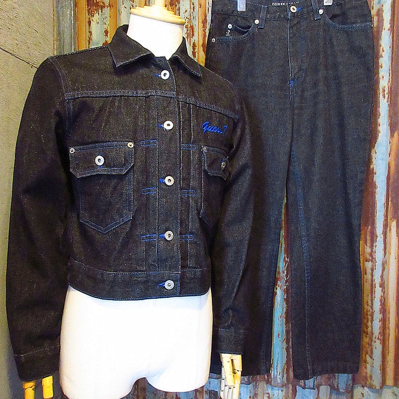 ビンテージ90's00's○GUESS JEANSデニムジャケット&パンツ黒○241027j7