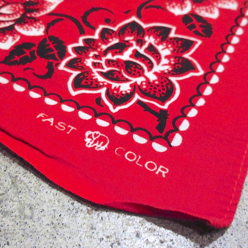 ビンテージ40's○FAST COLOR下鼻象マークコットンバンダナ赤○260204m6