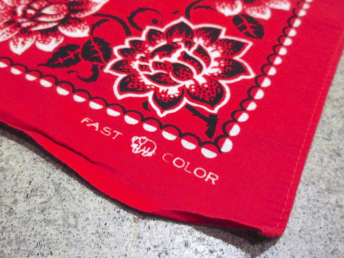 ビンテージ40's○FAST COLOR下鼻象マークコットンバンダナ赤○260204m6