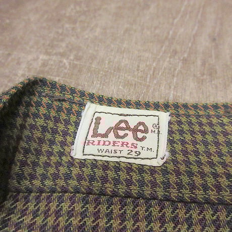 ビンテージ70’s●Lee千鳥格子フレアパンツ実寸W74cm●250318j5-m-pnt-ot-w29古着1970sリー総柄