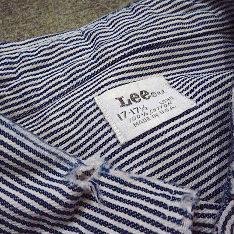 ビンテージ70's○Leeヒッコリーストライプ半袖シャツsize 17-17 1/2
