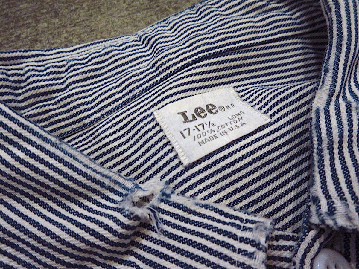 ビンテージ70's○Leeヒッコリーストライプ半袖シャツsize 17-17 1/2
