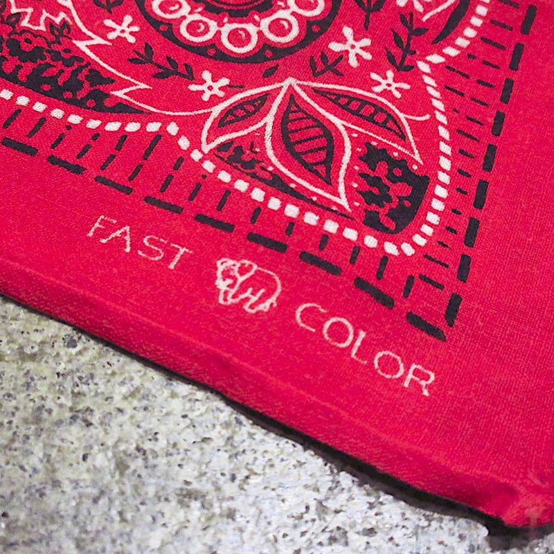 ビンテージ40's50's○FAST COLOR下鼻象マークコットンバンダナ赤