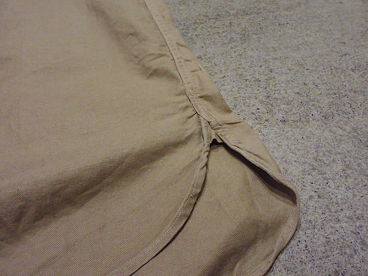 ビンテージ40's○HANOVERマチ付きワークシャツカーキ○211105r3-m-lssh-
