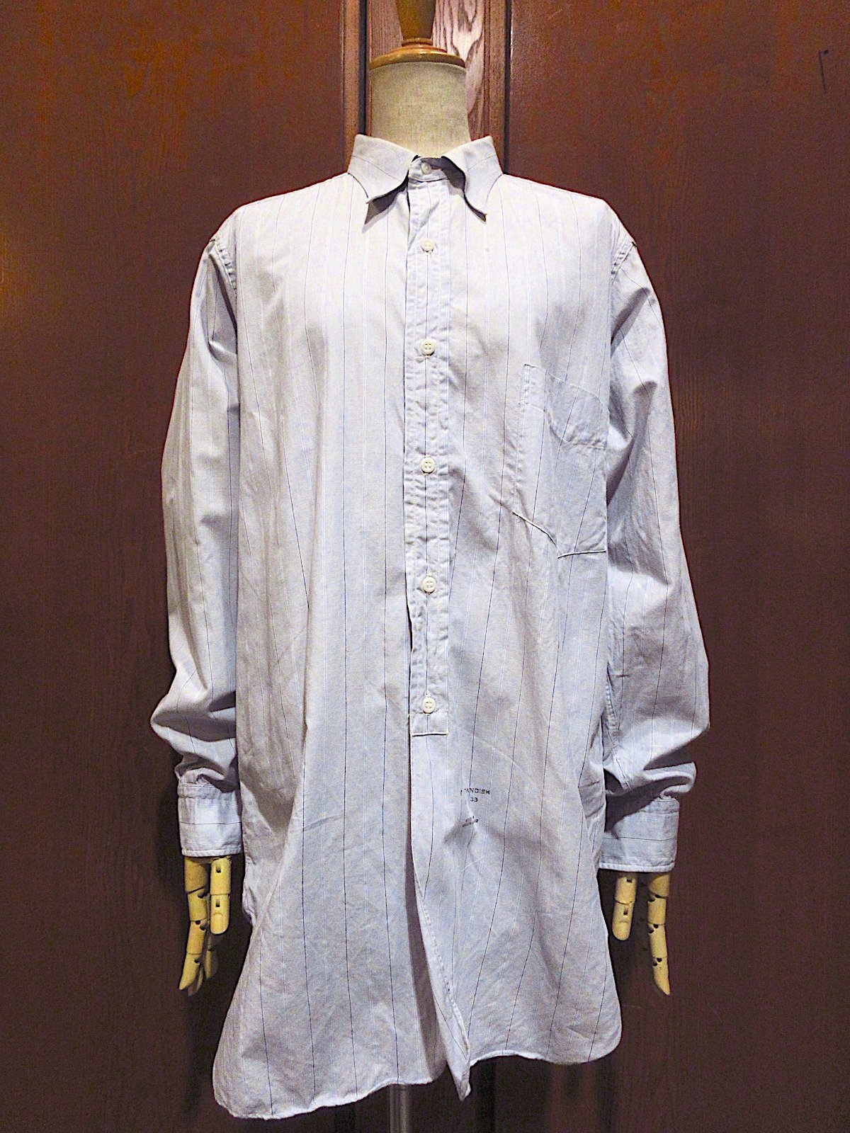 ビンテージ40's○ARROWストライプコットンマチ付き長袖ドレスシャツ