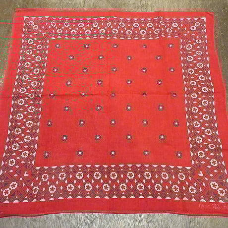 ビンテージ40's●FAST COLOR下鼻象マークコットンバンダナ赤●240825i3-bndエレファントブランド