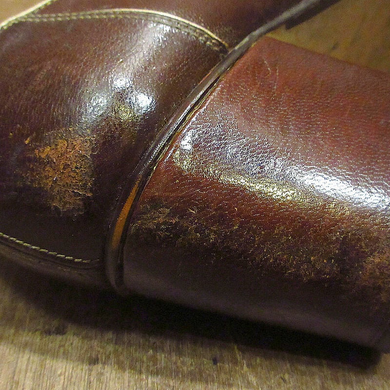 ビンテージ70's○MADE IN SPAINヒールローファー茶size 9 1/2○2212