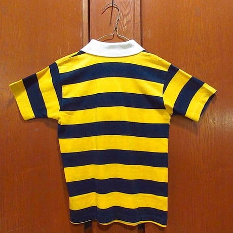 ビンテージ70's●Donmoorコットンワイドボーダーラガーシャツ黄×紺size 12●220818r11-k-plsh古着ポロシャツトップスUSA製