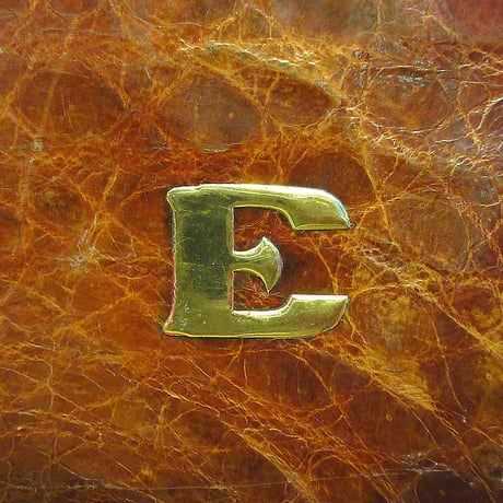 ビンテージ~70's●「E」イニシャルレザーハンドバッグ茶●240527i8-bag-hndクラッチバッグセカンドバッグ60s