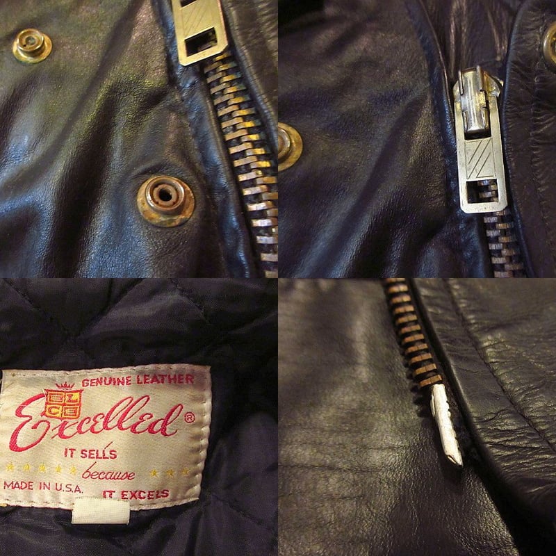 ビンテージ70's80's○Excelledダブルライダースジャケット黒38R