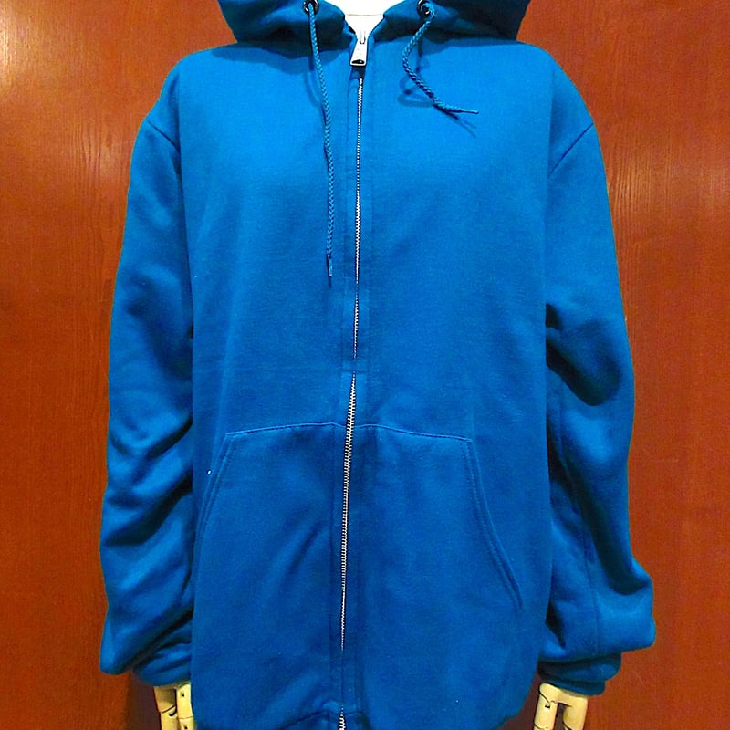 ビンテージ90's○MULESKINSジップアップパーカターコイズブルーsize M