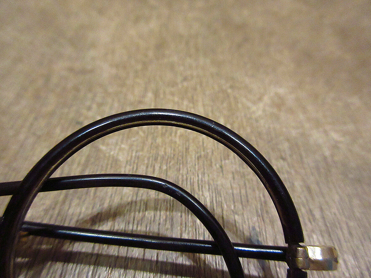 ビンテージ20's30's○ケース付きセル巻きラウンド眼鏡黒○220626i7