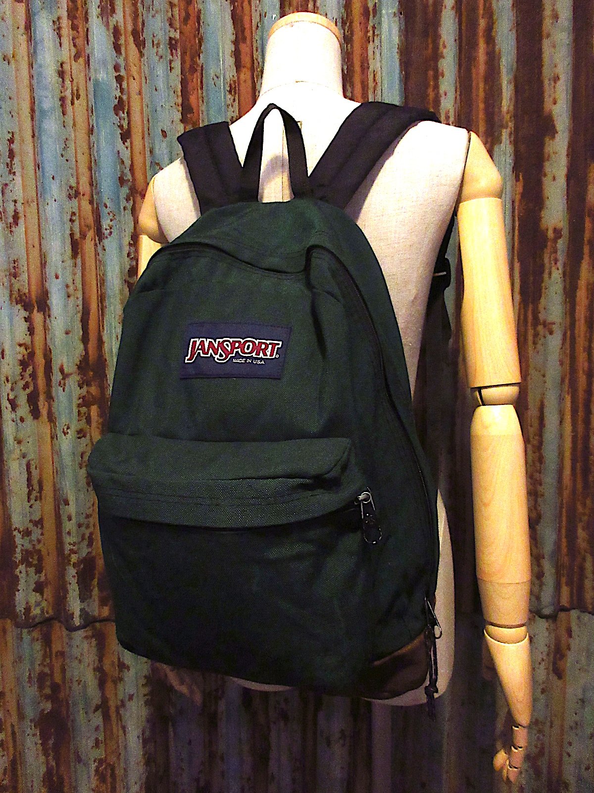 ビンテージ90's○MADE IN U.S.A. JANSPORTボトムレザーナイロンバックパ