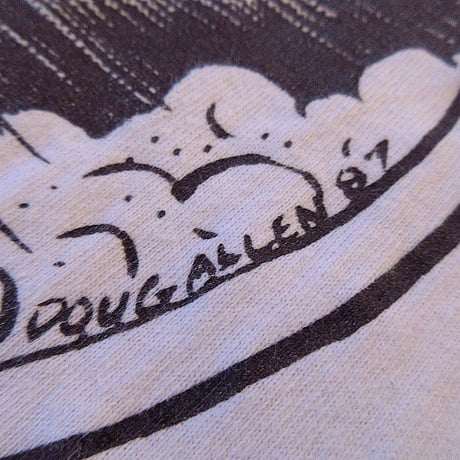 ビンテージ80’s●Doug Allen STEVENプリントTシャツ白size L●250128k8-m-tsh-ot 1980コミックカートゥーン漫画古着