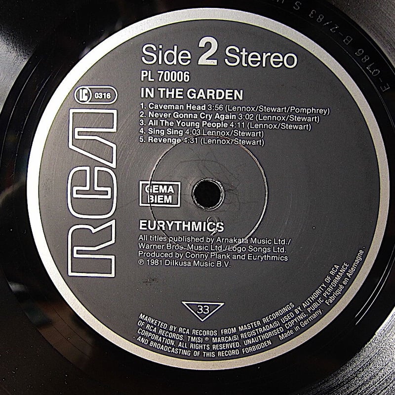 EURYTHMICS○IN THE GARDEN RCA PL 70006○211011t3-