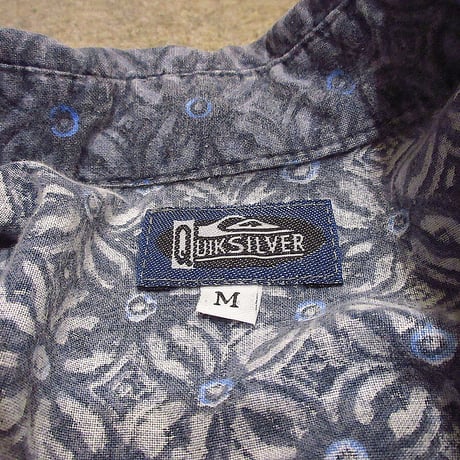 ビンテージ90's●QUIKSILVER総柄コットンボタンダウンシャツsize M●210723r3-m-sht-w28半袖クイックシルバーBDシャツサーフUSA製