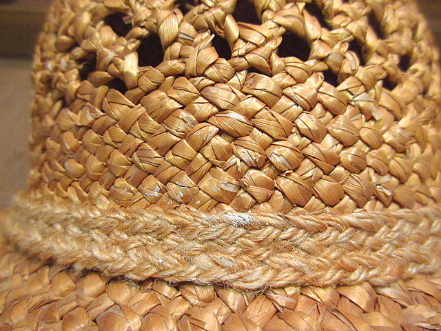 麦わら　過去 ビンテージ60's70's○羽根付きストローハット○200629n7-m-ht