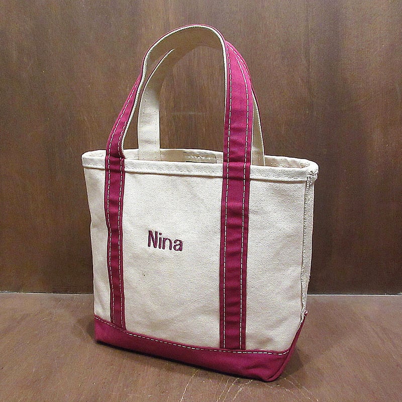L.L.Bean○キャンバストートバッグ紫×白S○210705i6-bag-tt