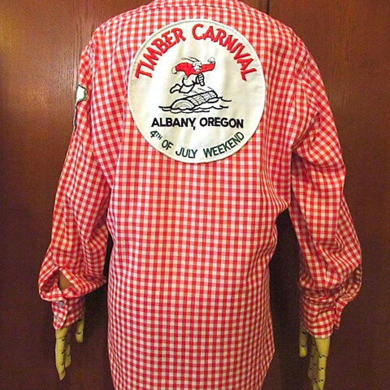 King Louie 70's ヴィンテージ　赤白チェック柄シャツ M King Louie 70´s ヴィンテージ 赤白チェック柄シャツ M