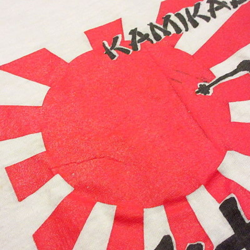 ビンテージ80's○Vail 神風 旭日旗プリントTシャツ白 Size L○200807s3-