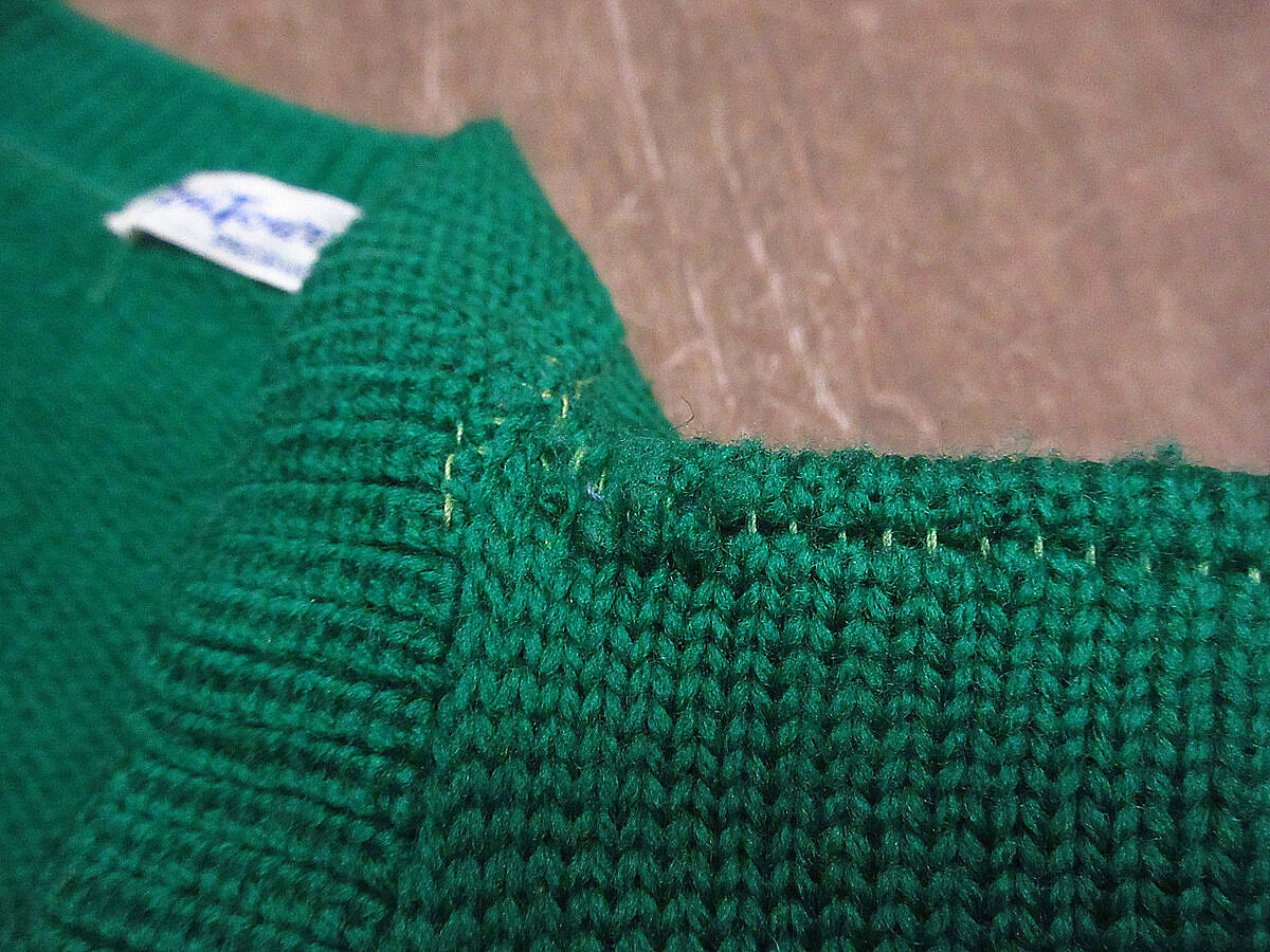 40's 緑色 レタードカーディガン 100%バージンウール ビンテージ40's○KniTownキッズライン入りレターマン