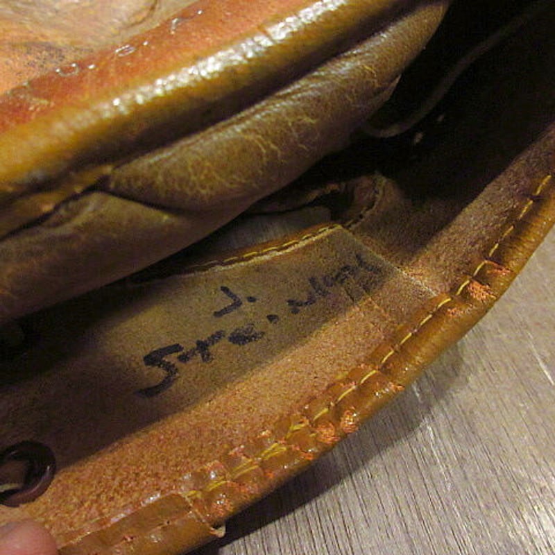 ビンテージ40's○SPALDING Trapper Modelレザーベースボールグローブ茶