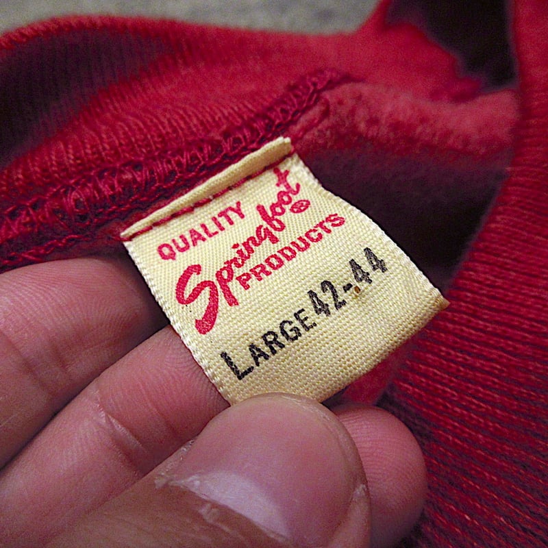 ビンテージ60's○DEADSTOCK Springfoot裏起毛半袖ラグランスウェット赤