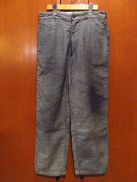 ビンテージ50's60's○COLTEX FABRICストライプHBTワークパンツ