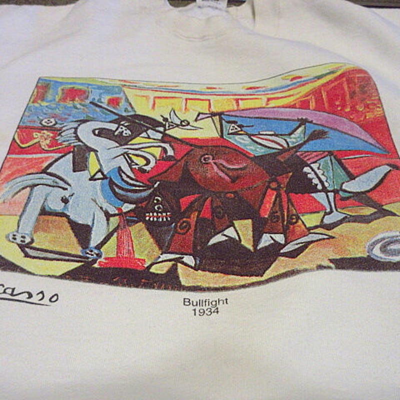 ビンテージ90's○Pablo Picassoアートプリントスウェット白size L○2101