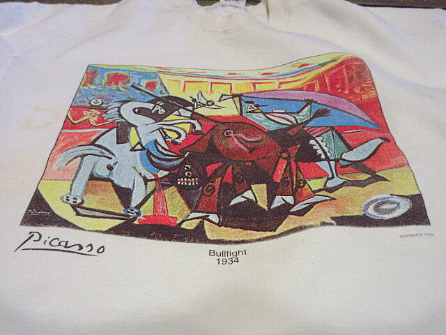 ビンテージ90's○Pablo Picassoアートプリントスウェット白size L○2101