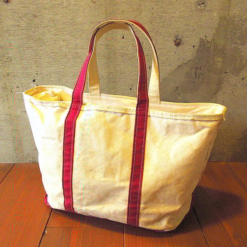 ビンテージ80's90's○L.L.Beanキャンバストートバッグ白×赤size