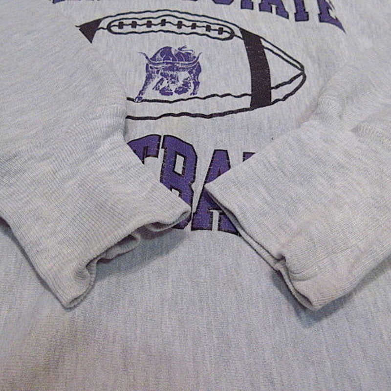 ビンテージ○Champion MANKATO STATE FOOTBALLリバースウィーブスウ