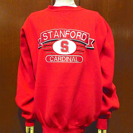 ビンテージ90's●STANFORD CARDINAL刺繍入りスウェット赤size L●240218m8-m-swsフットボールトレーナーメンズ古着