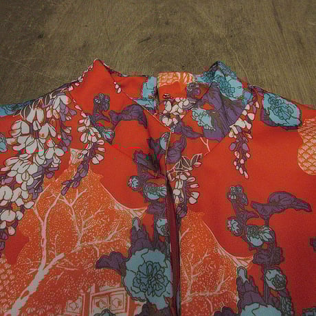 ビンテージ70's●花柄長袖ワンピースsize 16●241011j4-w-lsdrs古着1970sレディース総柄