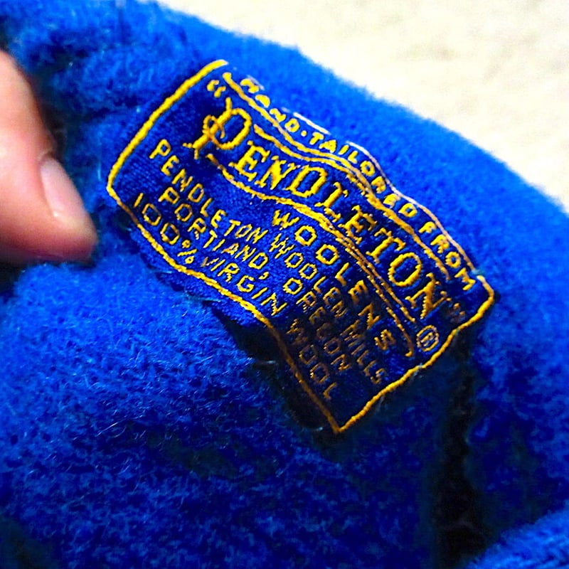 ビンテージ50's○PENDLETONレディースフリンジ付きポンチョ青